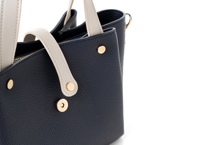 Vince Camuto Bolso de Mano Piel de Polivinilo Azul Oscuro, Crema